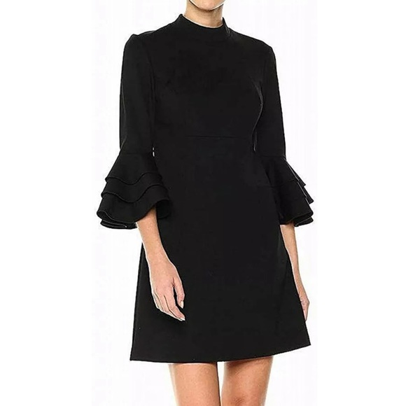 Trina Turk Black Tiered Bell Sleeve Dylan Dress - Picture 2 of 12